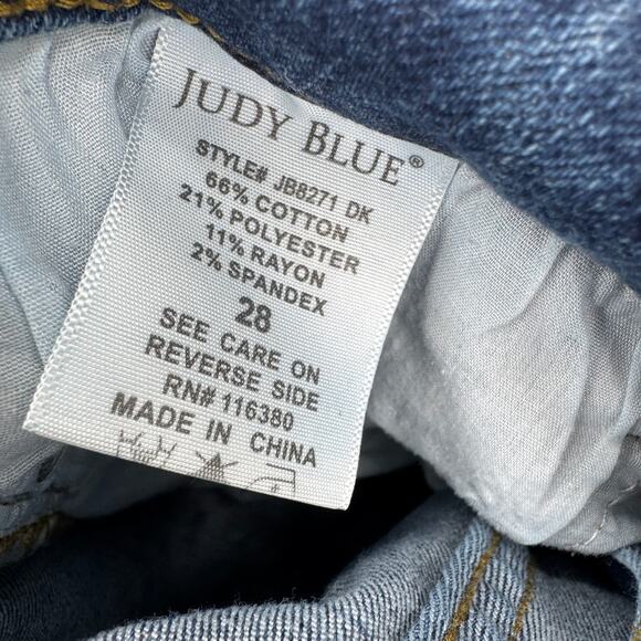Judy Blue Jeans Womens 28 (28x26 ACTUAL) Relaxed Fit Distressed Denim Stretch - Picture 8 of 10